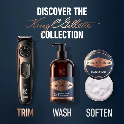 Miniatura 8 de King C. Gillette recortadora de barba inalámbrica para hombre, el kit incluye 1 recortadora, 3 peines intercambiables, 1 cepillo de limpieza, 1