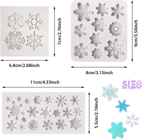 Miniatura 2 de Patelai 6 piezas Molde de silicona de copo de nieve 3D Molde de silicona de copo de nieve de fondant navideño para pastel, cupcake, chocolate