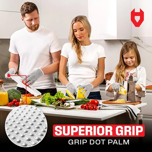 Miniatura 2 de NoCry Guantes resistentes a cortes con puntos de agarre, guantes de corte transpirables y ligeros para chefs - Ambidiestros - Ideal para cortar