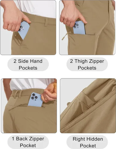 Miniatura 3 de MAGCOMSEN Pantalones de senderismo para hombre, 6 bolsillos, resistentes al agua, pantalones de trabajo de pesca Ripstop, ligeros, de secado rápido