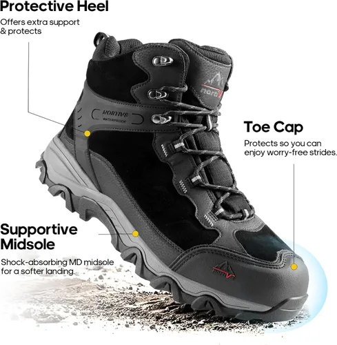 Miniatura 7 de NORTIV 8 - Botas de senderismo impermeables para hombre, zapatos de montañismo ligeros para exteriores