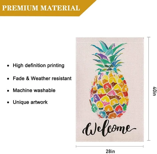 Miniatura 2 de Bandera de bienvenida con diseño de piña de 28 x 40 pulgadas, para primavera y verano, de doble cara, para decoración de patio de granja de temporada