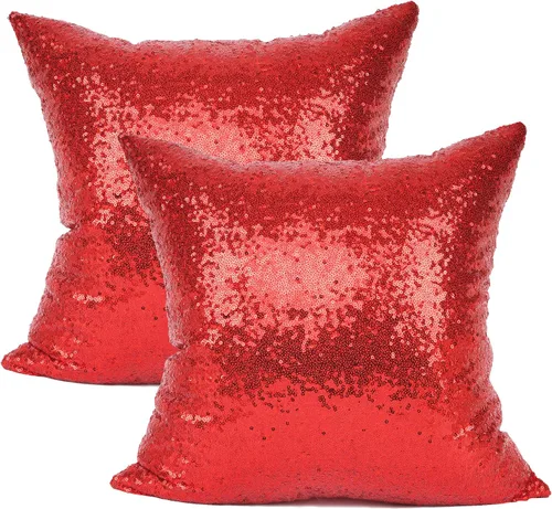 Miniatura 16 de YOUR SMILE Paquete de 2, Nueva Serie de Lujo Oro Rosa Champán Decorativa con Lentejuelas Brillantes y Cómoda Funda de Almohada Decorativa de Satén