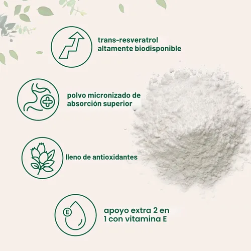 Miniatura 4 de Polvo puro de trans-resveratrol con vitamina E, 5 onzas, fórmula 2 en 1, polvo micronizado para una mejor absorción, suplemento de resveratrol