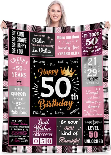 Miniatura 11 de Regalos de cumpleaños número 40 para mujeres, manta de forro polar única de feliz cumpleaños de 50 x 60 pulgadas, regalos divertidos de decoraciones