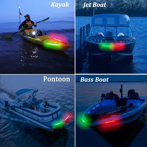 Miniatura 6 de Luces de navegación – Luces de proa LED, verde y rojo, pesca nocturna, cubierta, IP67 impermeable para pontón, bote auxiliar, kayak, barco Jon, yate