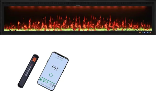 Miniatura 11 de Valuxhome Inserto de chimenea eléctrica empotrada de 40 pulgadas y montado en la pared con aplicación, toque de pantalla y control remoto, 13