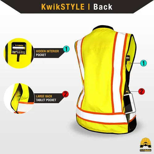 Miniatura 4 de KwikSafety - Charlotte, NC - GODMOTHER (LOOSE FIT) Class 2 & Class 3 Safety Vest for Women [TABLET POCKET] ANSI OSHA