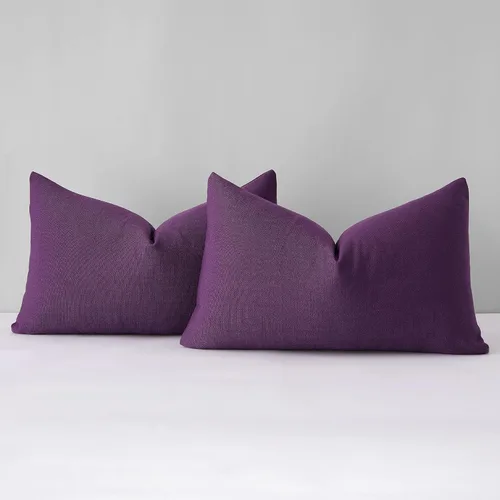 Miniatura 11 de Mixhug Juego de 2 fundas de almohada decorativas de lino para sofá y cama, cojín lumbar, color marrón claro, 12 x 20 pulgadas