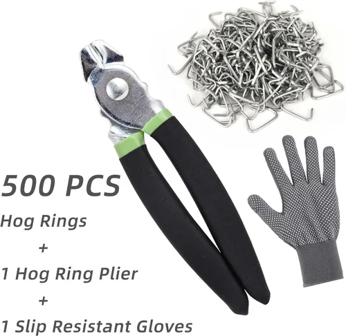 Miniatura 2 de Kit de Alicates para Anillos de Cerdo con 500 Piezas de Anillos de Cerdo de Acero Galvanizado de 3/4", Kit de Alicates Rectos para Anillos de Cerdo