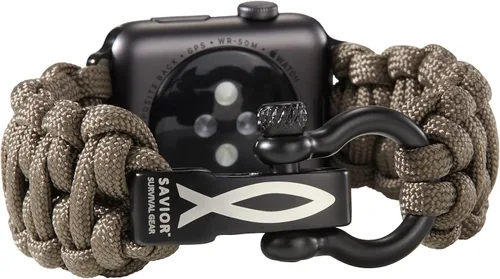 Miniatura 32 de Correa de paracord Savior Survival Gear, compatible con Apple Watch de 49/45/44/42/41/40/38 mm, correa de iWatch Series Ultra 10 9 8 7 6 5 4 3 2 1