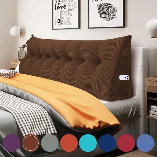 Miniatura 34 de WOWMAX - Almohada triangular para cabecero; almohada en forma de cuña para cabecero; almohada grande de refuerzo para cama, almohada