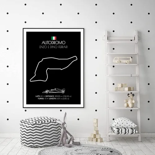 Miniatura 5 de Custom Car Posters Póster hecho a mano compatible con Autodromo Enzo e Dino Ferrari (Imola, Italia), póster de pista de carreras diseñado