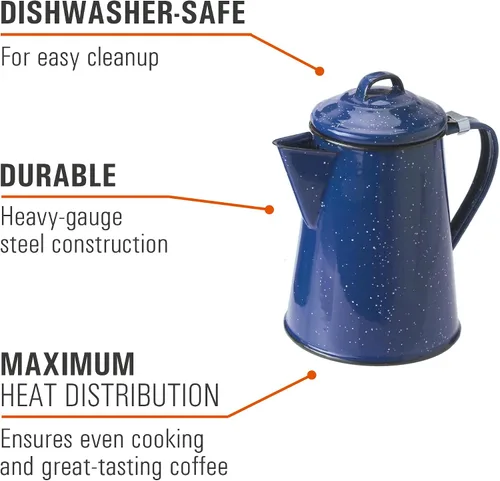 Miniatura 4 de GSI Outdoors Cafetera esmaltada para almacenar café caliente, té para campamento y granja, 8 tazas