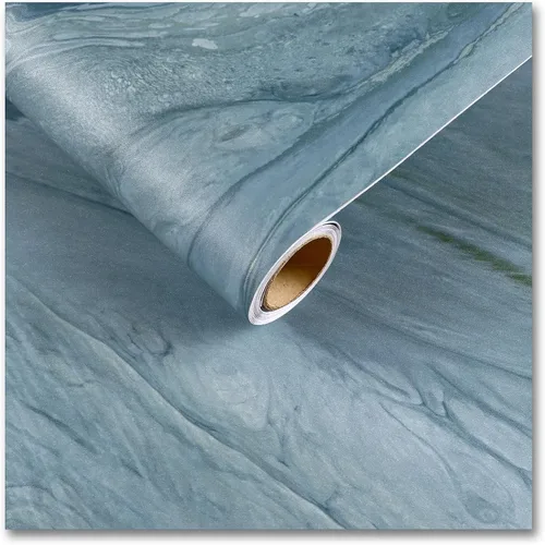 CRE8TIVE Papel adhesivo de mármol líquido verde azulado para encimeras, papel tapiz impermeable de mármol mate, autoadhesivo, extraíble, para