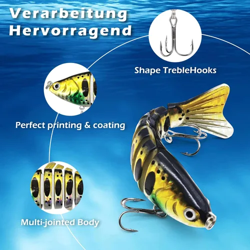 Miniatura 4 de Señuelos de pesca, cebos antideslizantes duraderos en agua dulce y salada, cebo de natación realista, trucha lubina fácil de atrapar, regalos