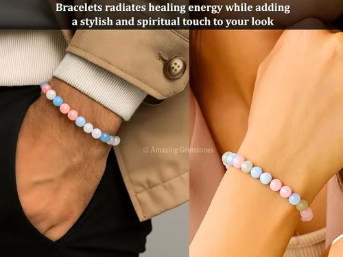 Miniatura 874 de Amazing Gemstone Pulsera de cristal para mujeres y hombres, pulsera de cristal curativo de protección, pulsera elástica con cuentas de piedras