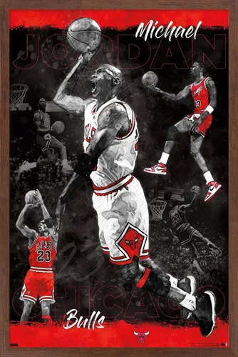 Miniatura 9 de Trends International Michael Jordan - Póster de pared de bosquejo, 14.725 x 22.375 pulgadas, versión enmarcada de madera de granero