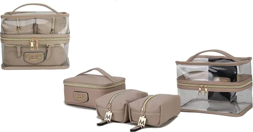 Miniatura 13 de MKF 4PCS elegante bolsa de cosméticos portátil maquillaje viaje organizador caso, Emma Fucsia