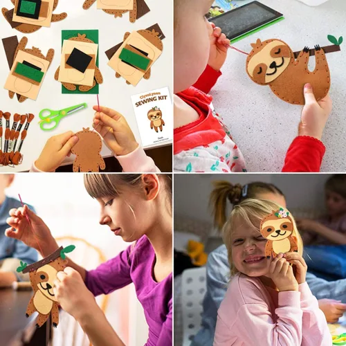 Miniatura 7 de CiyvoLyeen Kit de costura para niños – DIY perezoso y animales de la selva de fieltro para niñas y niños de 8 a 12 años aprende a coser 8 proyectos