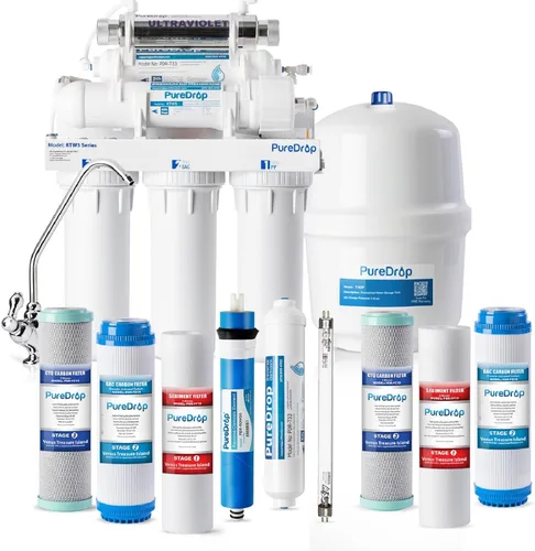 Miniatura 12 de PureDrop RTW5AK Sistema de filtro de agua de ósmosis inversa alcalina probado por SGS, sistema de filtración de agua RO de 6 etapas con pH+