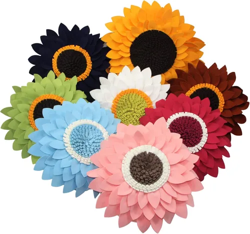Miniatura 5 de Almohada de flores – Almohadas decorativas de girasol – Almohada redonda de margaritas de flores 3D – Almohada redonda de acento de girasol – Soleado