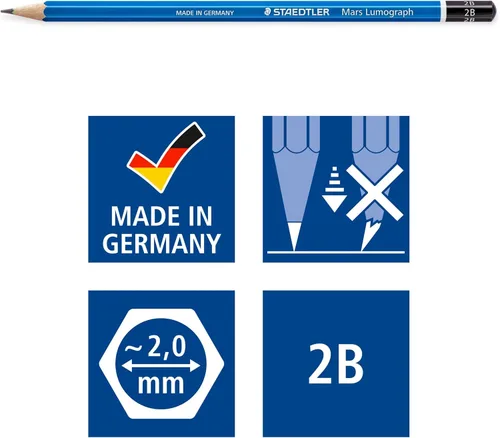 Miniatura 5 de STAEDTLER Mars Lumograph 2B - Lápiz de dibujo artístico de grafito, 6 lápices