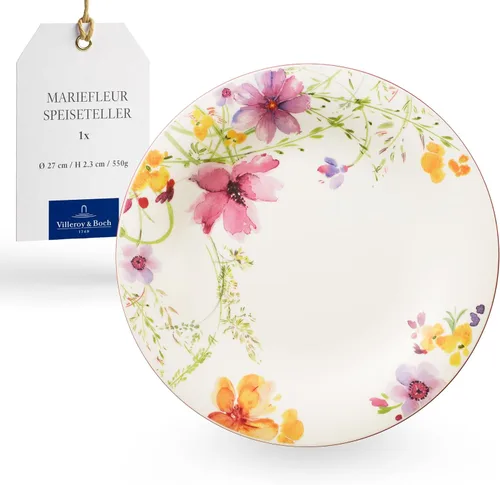 Miniatura 8 de Villeroy & Boch Mariefleur Gris Basic Breakfast - Plato redondo de porcelana premium con una decoración de flores juguetona, apto para lavavajillas