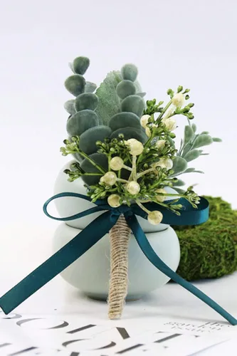 Miniatura 13 de ChezMax Ramillete artificial de flores hechas a mano con clip y cinta, 4 unidades para novia, novio, boda, fiesta de graduación