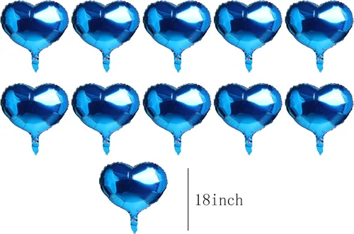 Miniatura 2 de 10 globos de aluminio en forma de corazón azul de 18 pulgadas de Mylar para decoración de fiesta de cumpleaños
