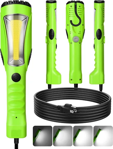 EDISHINE Luz de trabajo LED de 2000 lúmenes, luz de trabajo bajo el capó de 15 pies, luz LED COB regulable con cable SJTW calibre 16, imán fuerte,