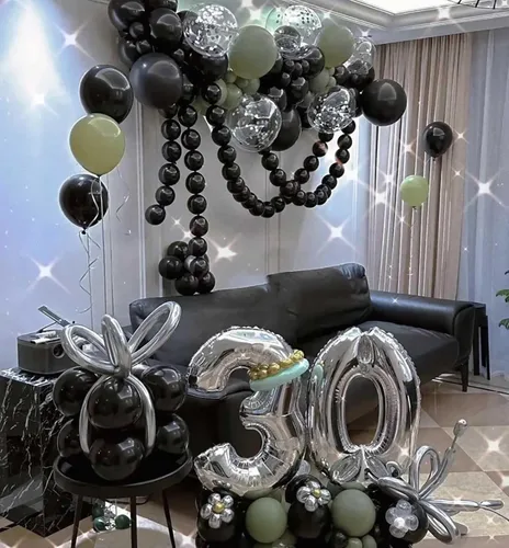 Miniatura 3 de KALOR Globos negros de 12 pulgadas, 0.11 oz/100 globos gruesos, globos de látex mate para fiestas de cumpleaños, decoraciones de boda, despedida