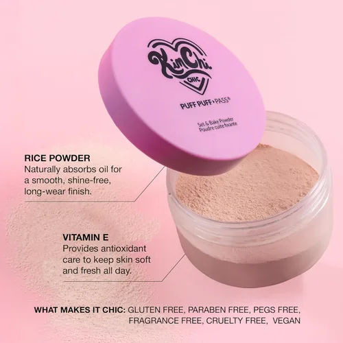Miniatura 5 de Kimchi Chic Beauty Puff Puff Pass Set y polvo fijador Bake para maquillaje, borla de polvo facial suelto extra esponjoso, maquillaje facial suave