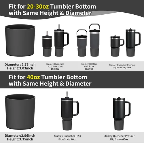 Miniatura 2 de WUQID Bota de silicona superior compatible con Stanley Quencher H2.0 e IceFlow Flip y ProTour de 40oz 30oz 20oz 14oz, se ajusta al mismo diámetro