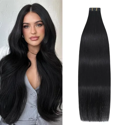 Miniatura 17 de Extensiones de cabello humano adhesivas, sedosas y lacias, 100% Remy, color marrón oscuro, para mujeres, 20 unidades por paquete