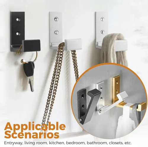 Miniatura 6 de Paquete de 10 ganchos plegables de pared, ganchos plegables de aleación de aluminio para colgar mochila, abrigo, toalla, sombrero, auriculares, Negro