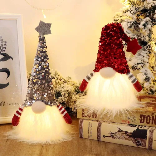 GMOEGEFT Luces escandinavas de gnomo de Navidad con temporizador, gnomo sueco de Santa Tomte, decoración de Navidad nórdica, juego de 2 (rojo y Rojo