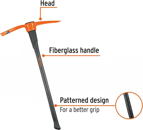 Miniatura 3 de Truper Pick Mattock de 5 libras, mango de fibra de vidrio resistente de 36 pulgadas con agarre que absorbe los golpes, herramienta de excavación