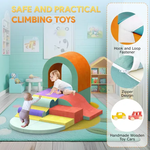Miniatura 7 de Bloques de escalada de espuma para niños pequeños, 12 piezas de juguetes coloridos de escalada para niños pequeños, juego suave con coche