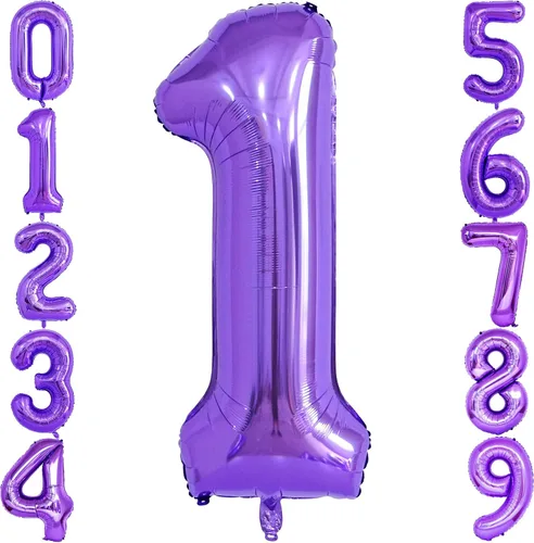 Miniatura 17 de Globo morado de 40 pulgadas con el número 8, globos de helio de Mylar de gran tamaño para fiesta de cumpleaños, boda, aniversario, despedida