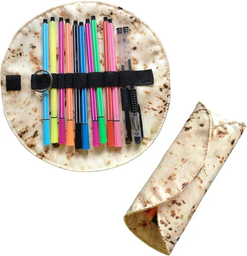 WONIU 2 fundas enrollables divertidas de tortilla de burrito, creativas y lindas bolsas de suministros escolares para niños y estudiantes, regalos
