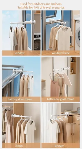 Estante de secado de viaje para ropa, paquete de 2 – Estante telescópico mini secadora de ropa plegable portátil para crucero, RV, dormitorio,