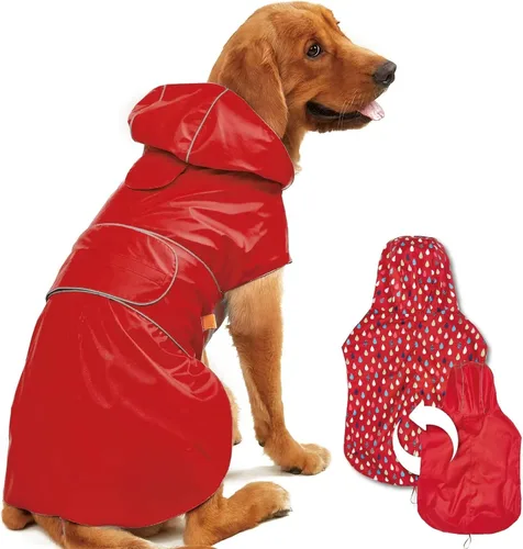 Miniatura 8 de Kimee - Chubasquero reversible para perro, poncho de un solo lado ajustable, impermeable, chaqueta de lluvia para perros con agujero para Amarillo