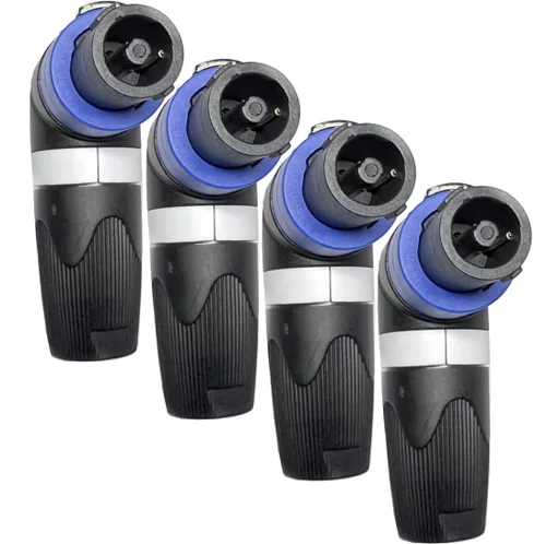 Miniatura 3 de CESS Conectores adaptador de cable Speakon en ángulo recto de codo, 4 polos en forma de L de alta carga para altavoz, bloqueo giratorio compatible