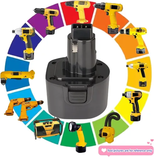 Miniatura 3 de 2 paquetes de 1.5Ah compatibles con batería Dewalt 9.6V NiCad repuesto negro y Decker (etiqueta de capacidad real) DW9062 DW9061 PS120 CD231 DE9036