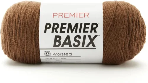 Miniatura 21 de Premier Yarns Basix, hilo de estambre sólido, hecho de acrílico, hilo ideal para ganchillo y tejer, Pecan, 359 yardas 1115-35 Pecan