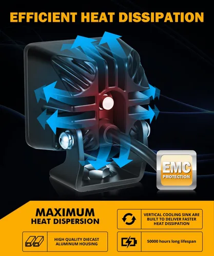 Miniatura 6 de Auxbeam Luz LED en cápsula, luces antiniebla ámbar de 2 pulgadas, cápsulas de luz cúbica todoterreno, focos enfocados, 4800LM, luz auxiliar