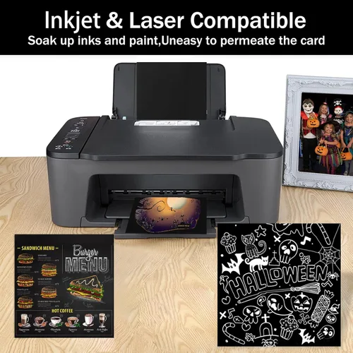 Miniatura 4 de Cartulina negra de 12 x 12 pulgadas, paquete de 24 cartulinas de 80 libras, Goefun Black Core de 12 x 12 pulgadas para Halloween, Cricut, álbumes