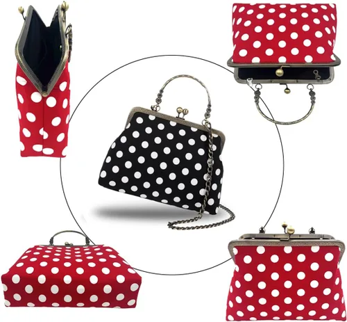 Miniatura 86 de Bolso floral con asa superior, bolso de noche Kiss Lock para mujer, bolso vintage