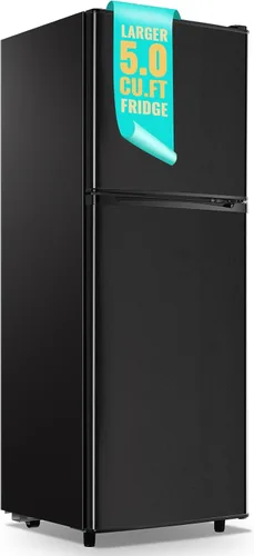 Miniatura 11 de WANAI Refrigerador pequeño con congelador de 3.5 pies cúbicos, mini refrigerador con congelador en la parte superior, doble puerta, pequeño Negro